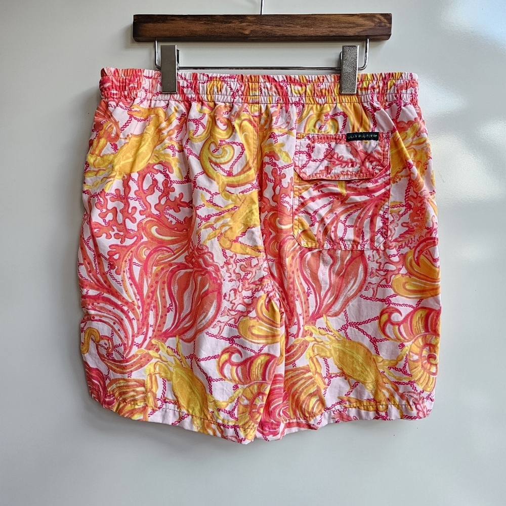 Lilly Pulitzer Men's Capri Trunk Yellow Pink Drawstring Mesh Lined Swim Shorts M - Picture 5 of 14